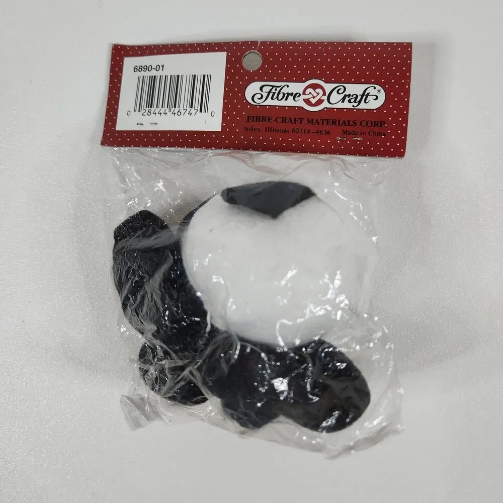 VINTAGE 90s Fibre Craft Black White   Bunny Head & Paws Set #6890 Easter NOS